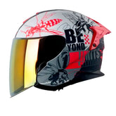 Casco Shaft Pro 240Dv Franz Gris Rojo Visor Iridium Rojo